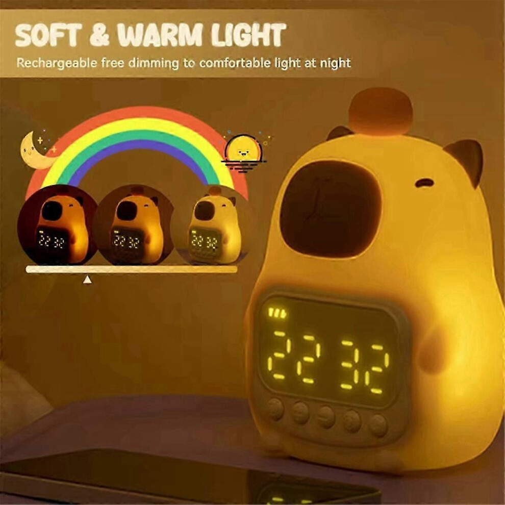 Suitable For Capybara Themed Bedside Led Snooze Clock,Rechargeable Nightlight,Touch Control-The Perfectgift 9421490135200