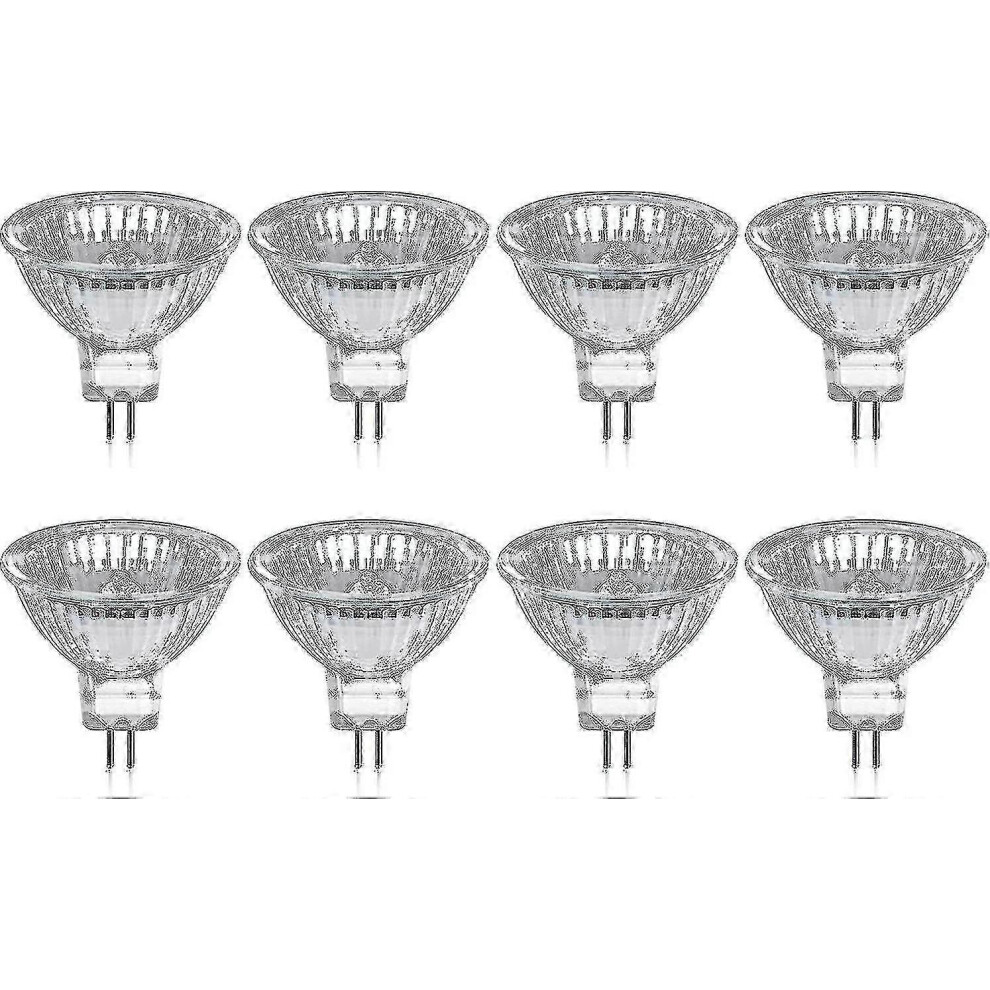 Pack Of 8 Halogen Bulbs Gu5.3 Mr16 35w 12v Dimmable - Warm White 2800k, 400 Lumens, Glass Cover-image-OPC-PHN7XNJ-NEW
