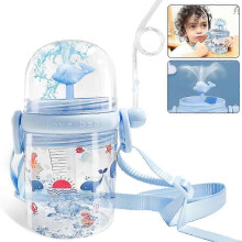 Gobelet vaporisateur d'eau en forme de baleine avec sangle, gobelet d'été en plastique pour enfants,