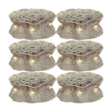 6 rollen LED rustieke kerstboom slinger lint knutsel met LED-lampjes voor kerstversiering bruin