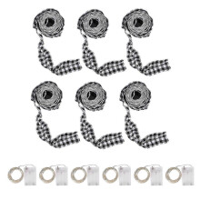 6 rollen LED rustieke kerstboom slinger lint knutsel met LED-lampjes voor kerstversiering zwart-wit