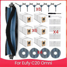 kompatibla Eufy C20 Omni Robotdammsugare Reservdelssats Huvudsidoborste Hepa Filter Mopp Tygdamm