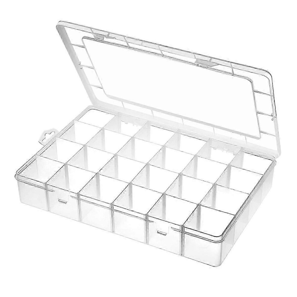 Grande boîte de rangement en plastique à 24 compartiments, compartiments réglables, boîte de rangement