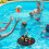 Flytande Pool Cup Hållare Pool Drink Float med 5 hål Flytande bricka för poolfester Beach Spa Hot 2
