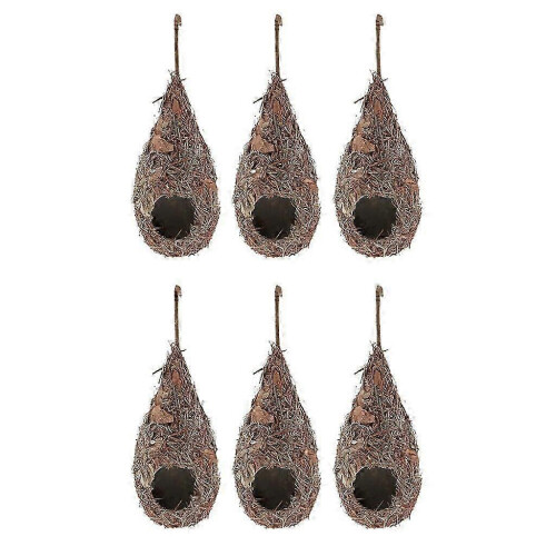 6er-Pack Vogelhäuschen, hängendes Vogelhäuschen, Vogelnest, handgewebte Vogelnestfaser