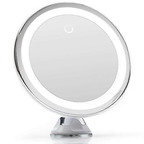 LED Lighted 10x Magnifying Mirror with Strong Suction Cup, USB or Battery - Makeup Mirror with Dimmable