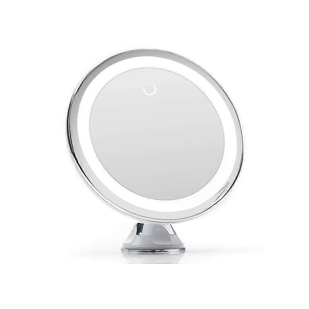 Led Ed 10X Magnifying Mirror With Strong Suction Cup, Usb Or Battery - Makeup Mirror With Dimmable Light