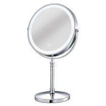 Verlichte make-upspiegel, USB-oplaadbaar, 8 inch, 3-kleurig licht, 1x/10x vergroting, LED-make-upspiegel