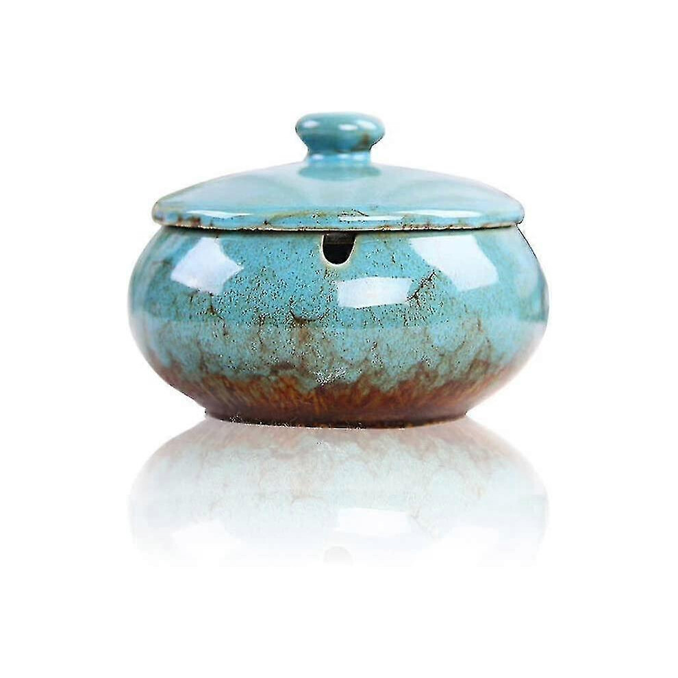 Applicable To Ceramic Ashtray With Lid, Windproof Ashtrays For Cigarettes Indoor & Outdoor, Garden 9421490151651