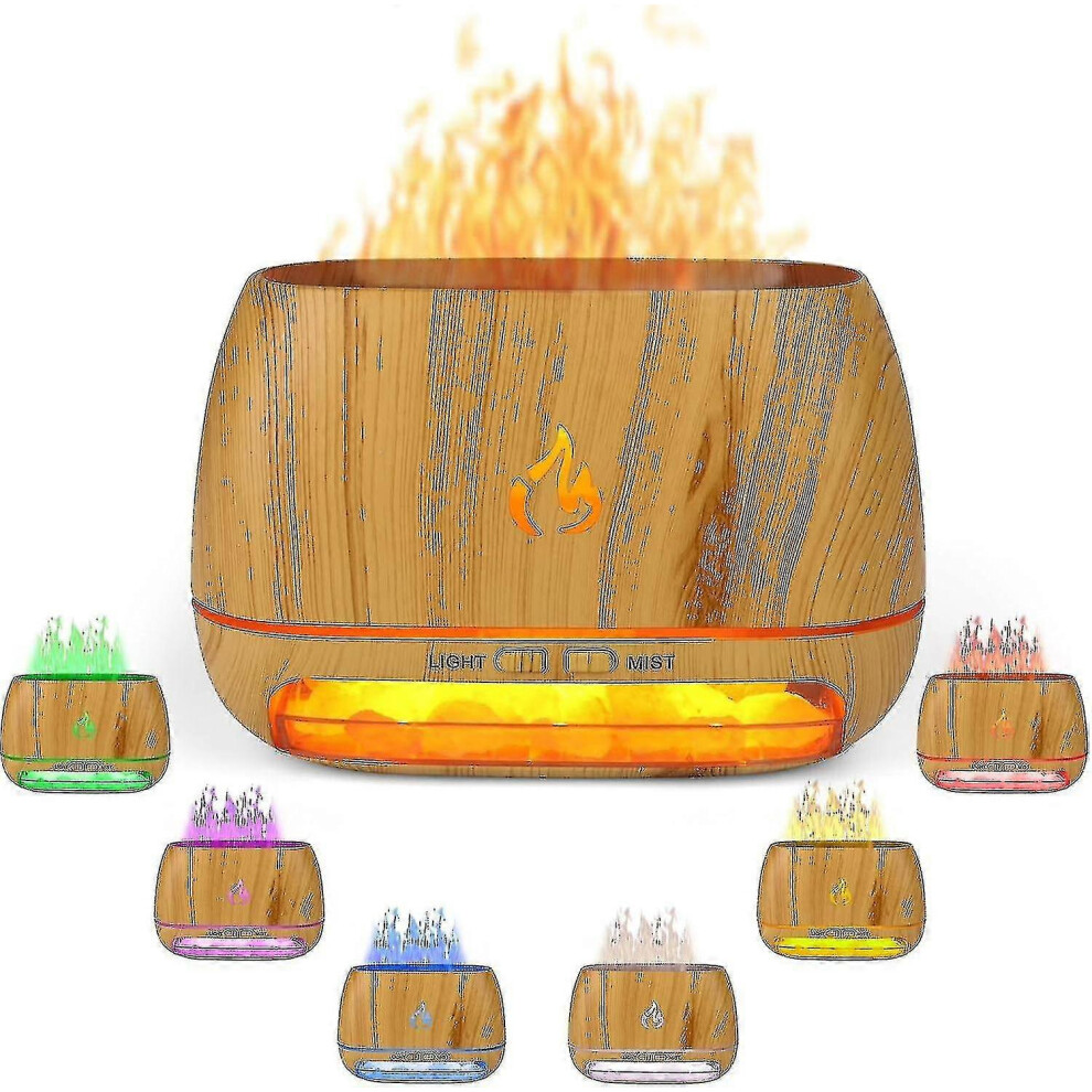 Diffuseur d'arômes 3 en 1 en sel de l'Himalaya, diffuseur d'huiles essentielles à ultrasons, simulation,