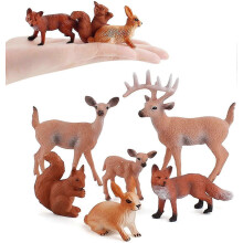 Lot de 6 figurines d'animaux en plastique, figurines de cerfs, décorations, cadeau d'anniversaire