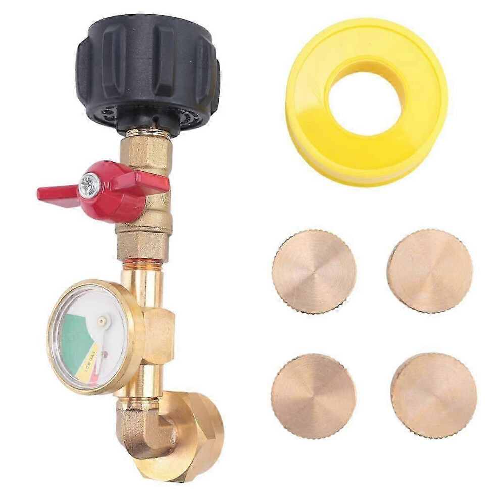 Suitable For Qcc1 Propane Refill Elbow Adapter With Propane Tank Gauge, 90 Degrees Refill Pressure Adapter 9421490156786
