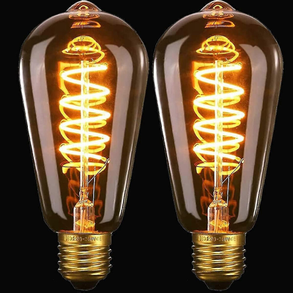 Applicable To 2 Pack St64 Vintage Edison Bulb-4W 40W Dimmable Spiral Flexible Led-Filament Bulbs-No Light 9421490153211