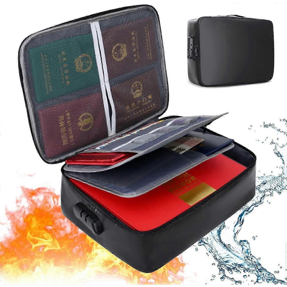 Fireproof Document Box With Lock, Fireproof Water Resistant File Storage Box Large Capacity 9421490159343