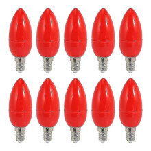 Lot de 10 ampoules LED rouges à économie d'énergie, idéales pour les bougies, E14