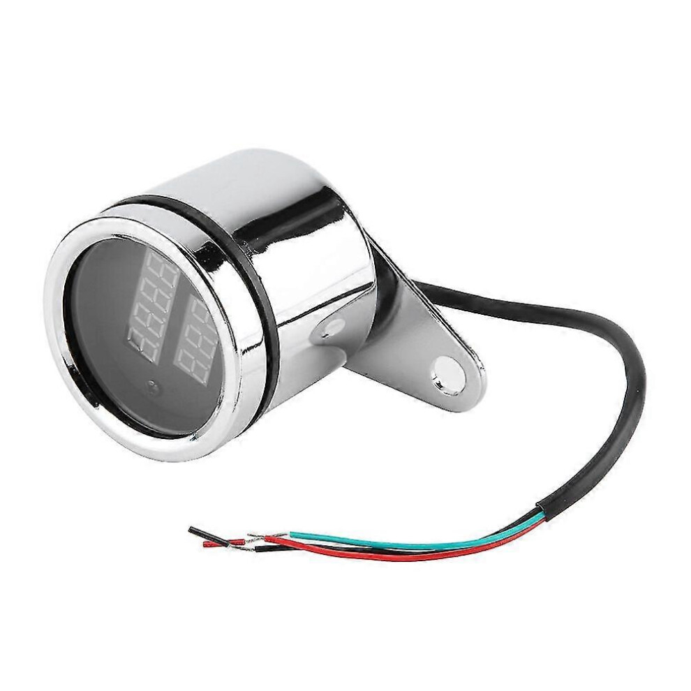 Motorcycle Led Digital 2 In 1 Voltmeter Tachometer Gauge With Metal Odometer And Speedometer 9421490176272