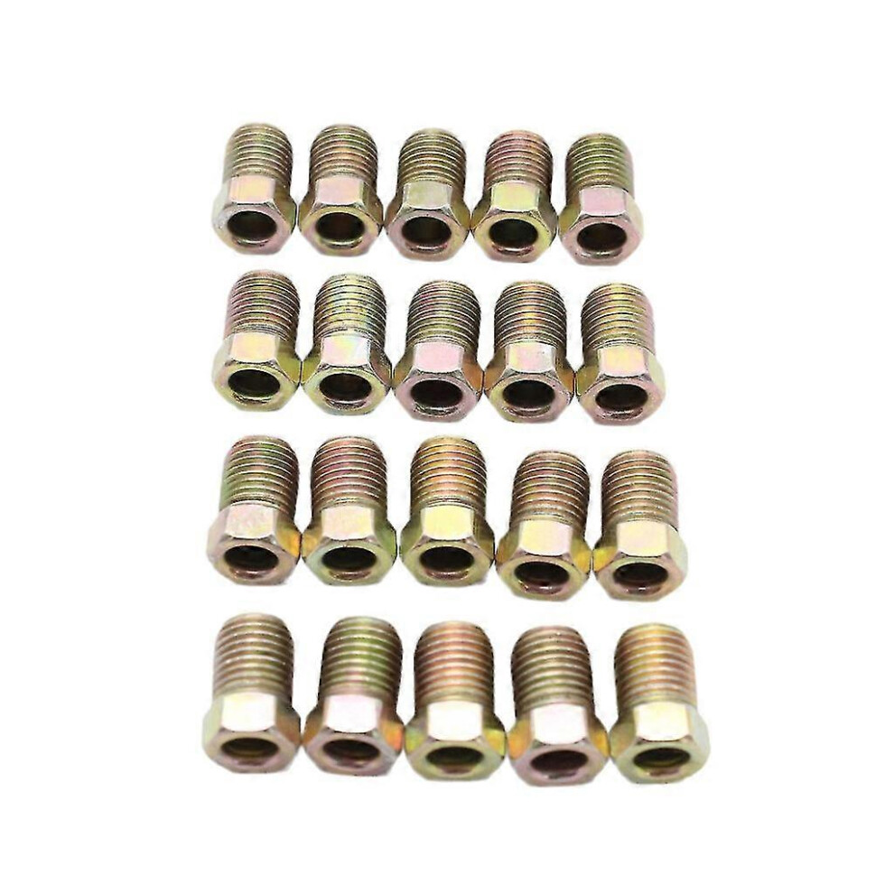 3/8-24 Inverted Flare Zinc Tube Nut Fitting 3/16 Brake Line Tubing 20Pc Set Gold 9421490176579