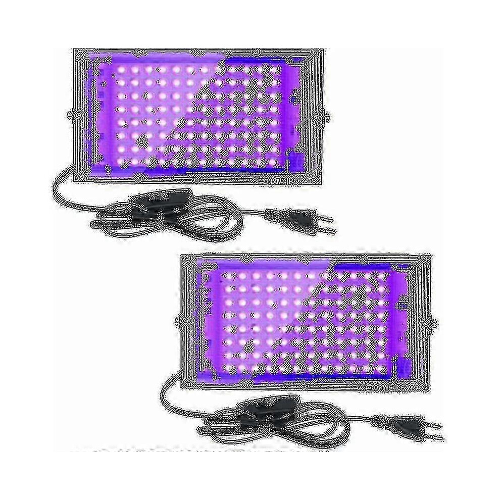 2Pcs 100W Uv Led Floodlight Blacklight Ip65 Waterproof, Ultraviolet Led Lamp, Effect Lighting Suitable 9421490160301