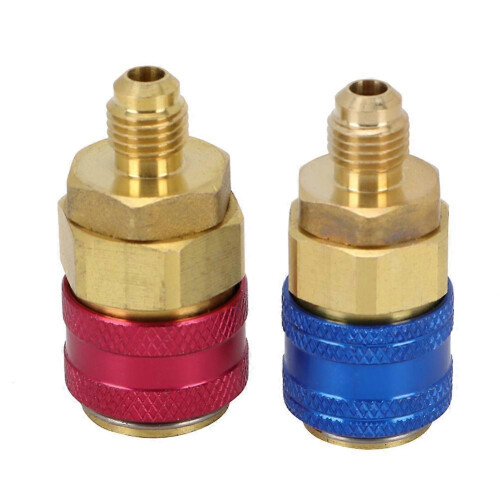 2Pcs Car Air Quick Coupler Connector for R134A High Low Red Blue Side
