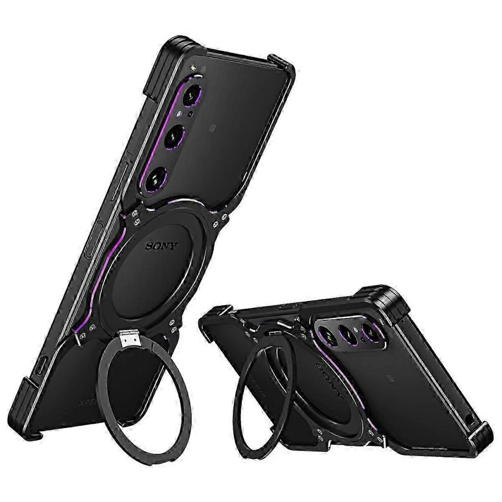 Suitable For Sony Xperia 1 V Kickstand Case Metal Bumper Magnetic Phone Cover - 9421490161926