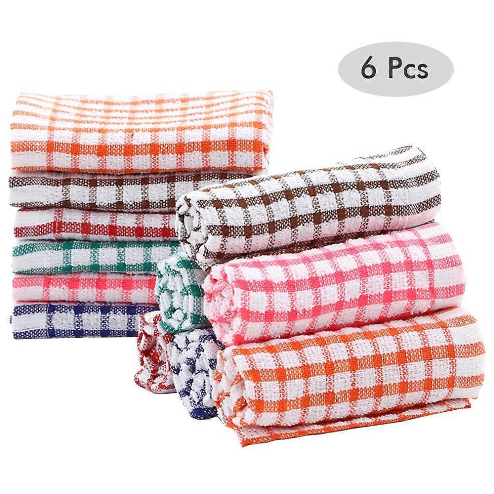 6PCS Cotton Kitchen Tea Towels Absorbent Lint Free Catering Restaurant Cloth Dish Towels-OEIN