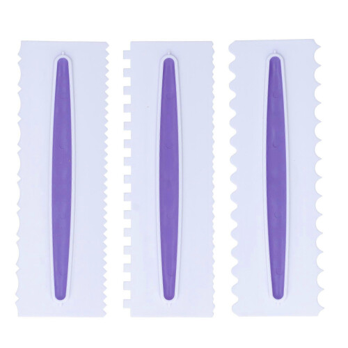 3Pcs Cake Scraper Premium Plastic Durable Glossy Surface Easy Operation Icing Smoother