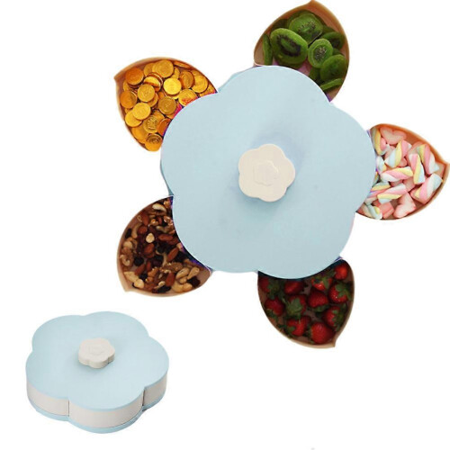 Single Double Decker Petal Shaped Fruit Plate Candy Nuts Small Snack Storage Tray Innovative Rotating