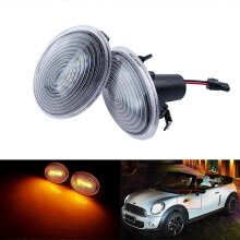 Bilinteriör ANGRONG 2X klar lins LED sidoindikator Repeater ljus bärnsten för Mini Cooper R56 Clubman