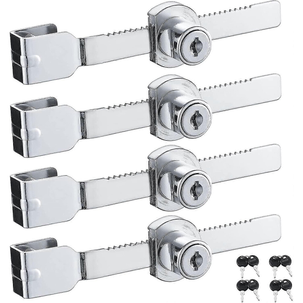 Set of 4 Sliding Glass Door Locks, Drawer, Showcase, Glass Cabinet with Chrome Finish, Keyed Alike-AM