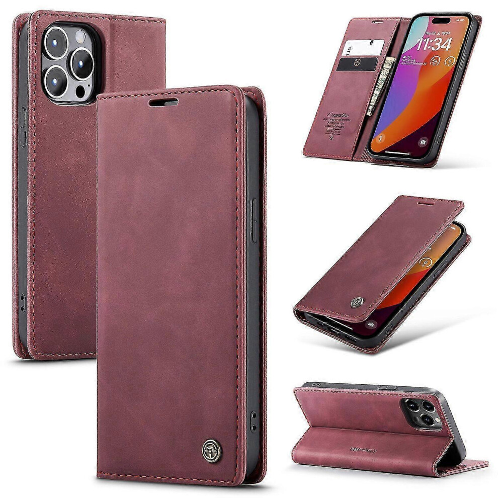 For Caseme 013 Series For Iphone 16 Pro Case Card Holder Stand Leather Phone Cover- 9421490187100