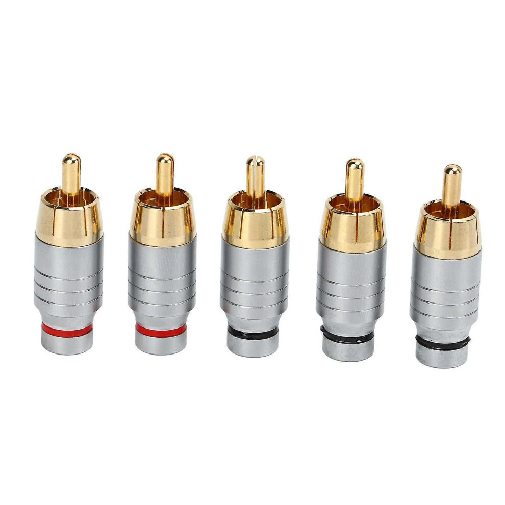 5Pcs Rca Connector Universal Metal Soldering Audio Video Cable Connector Speaker Plug 9421490196614
