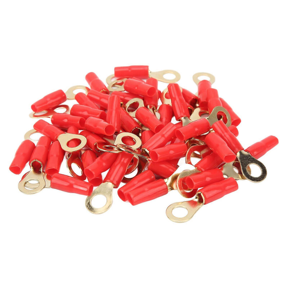 50Pcs Brass Lugs Ring Terminals Connectors Wiring Connecting With Heat Shrink Round 8 Gauge 9421490196690