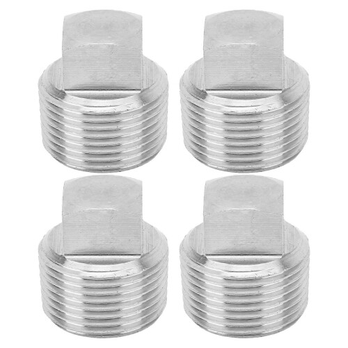 4 Pcs Square Head Plug 316 Stainless Steel 26.5mm Pipe End Cap Fitting Coupler Connector