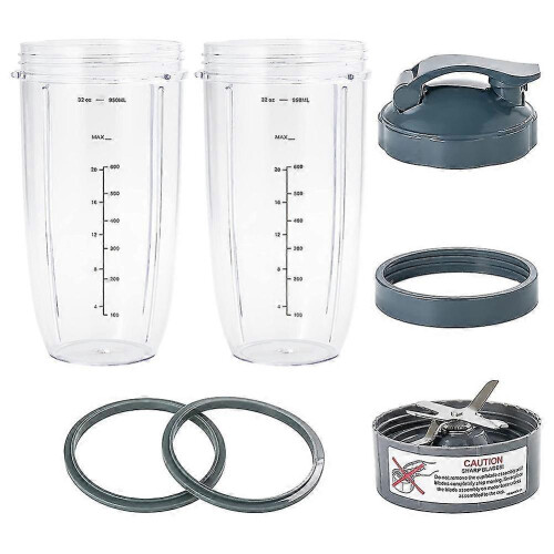 Suitable for 7 Pieces Nutribullet Blender Cups & Blade Replacement Set 32Oz Huge Cup Compatible for