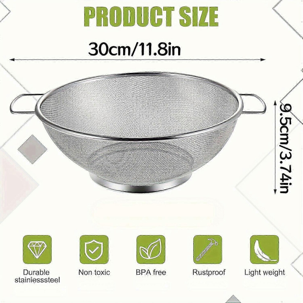 "Rust-Resistant" Stainless Steel Kitchen Strainer Basket With Dual Handles - Perfect For Washing, 9421490188770