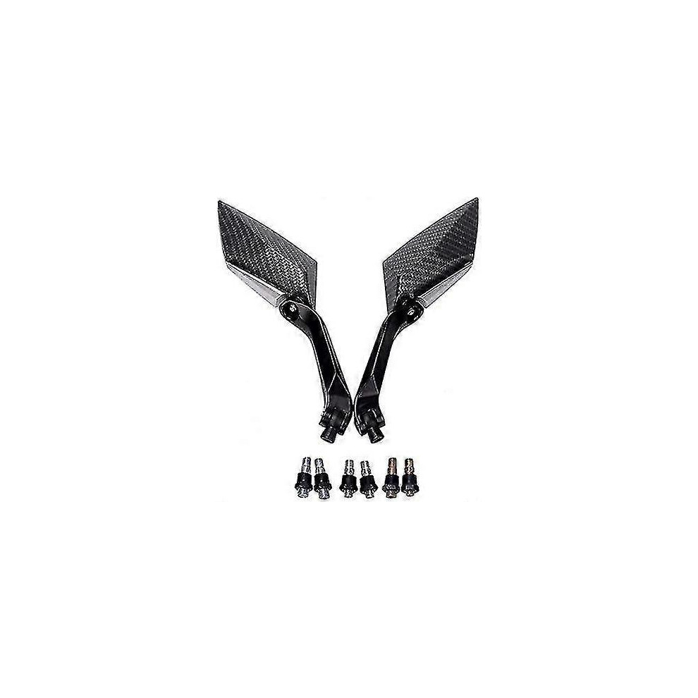 Applicable To Universal Motorcycle Rearview Mirror-8/10Mm Motorcycle Diamond Mirror-Carbon -Sports Black