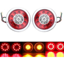 Pack 19 LED Runde Hinten Schwanz Lichter Bernstein Rot Lkw Anhänger Lkw Blinker 10-30V Silber