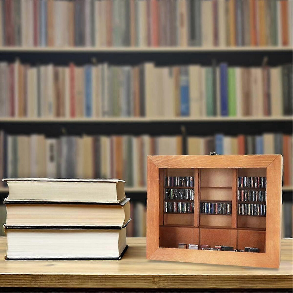 Bibliothèque miniature en bois pour soulager l'anxiété avec 200 livres. Secouez votre anxiété.