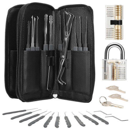 24pcs locksmith lock tools with 2pcs transparent lock practice kit hand tool hardware
