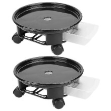 2 stücke Tragbare Blumentopf Runde Räder Trolley Caddy Ständer Mit Drainage Tray Topf-CDSX