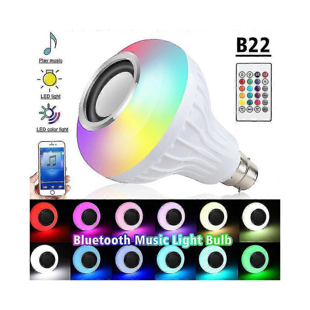 Ampoule LED connectée B22 12 W, Bluetooth, couleur RVB, haut-parleur musical avec télécommande - CDSX
