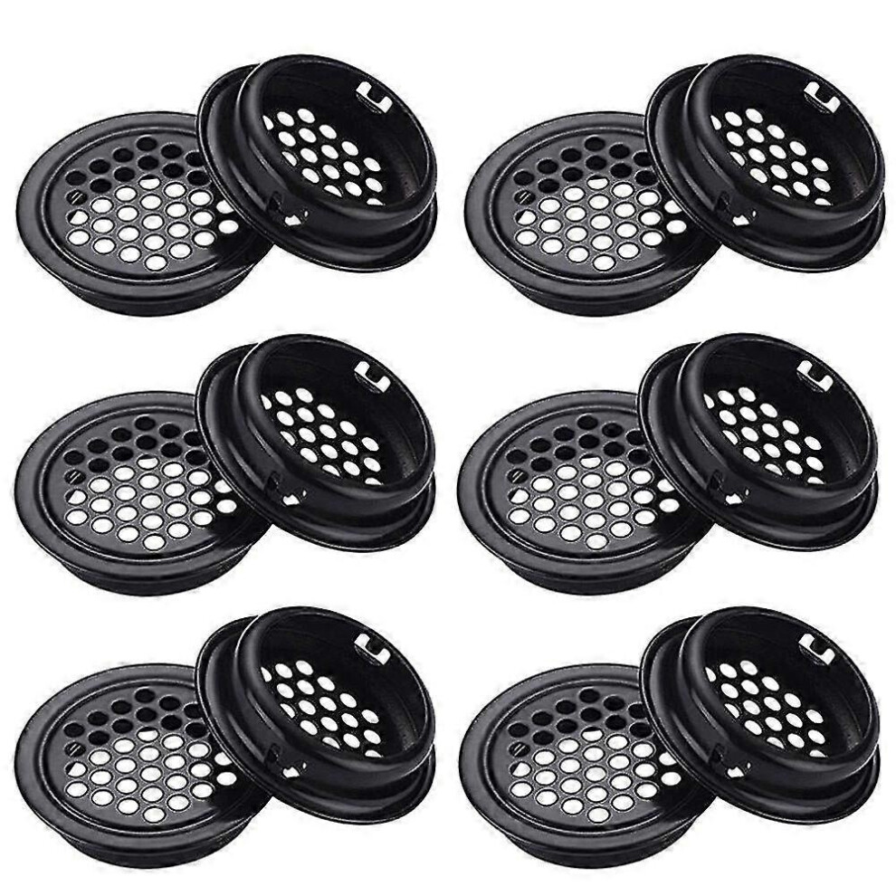 Grille de ventilation ronde pour armoire, 35 mm, 30 pièces, noire, pour salle de bain, armoire, garde-robe,