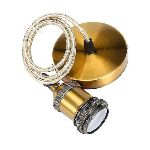 Pendant Light Metal Hanging Lamp E27 Lamp Sockets with Cable, Lamp Socket Adjustable 90cm Bronze Braided