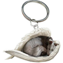 Cute Sleeping Dog Acrylic Keychain Angel Pendant Car Interior Hanging Home Stationery Decoration