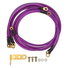 5 st Pure Copper Batteri Inverter Kabel Flamskyddande Universal för Fordon Husbilar Motorcyklar Lila