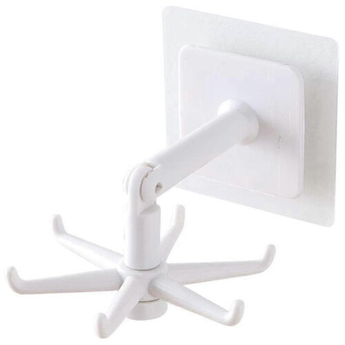 360-degree rotating wall hanging without hitting 6-claw hook rack white-OEIN