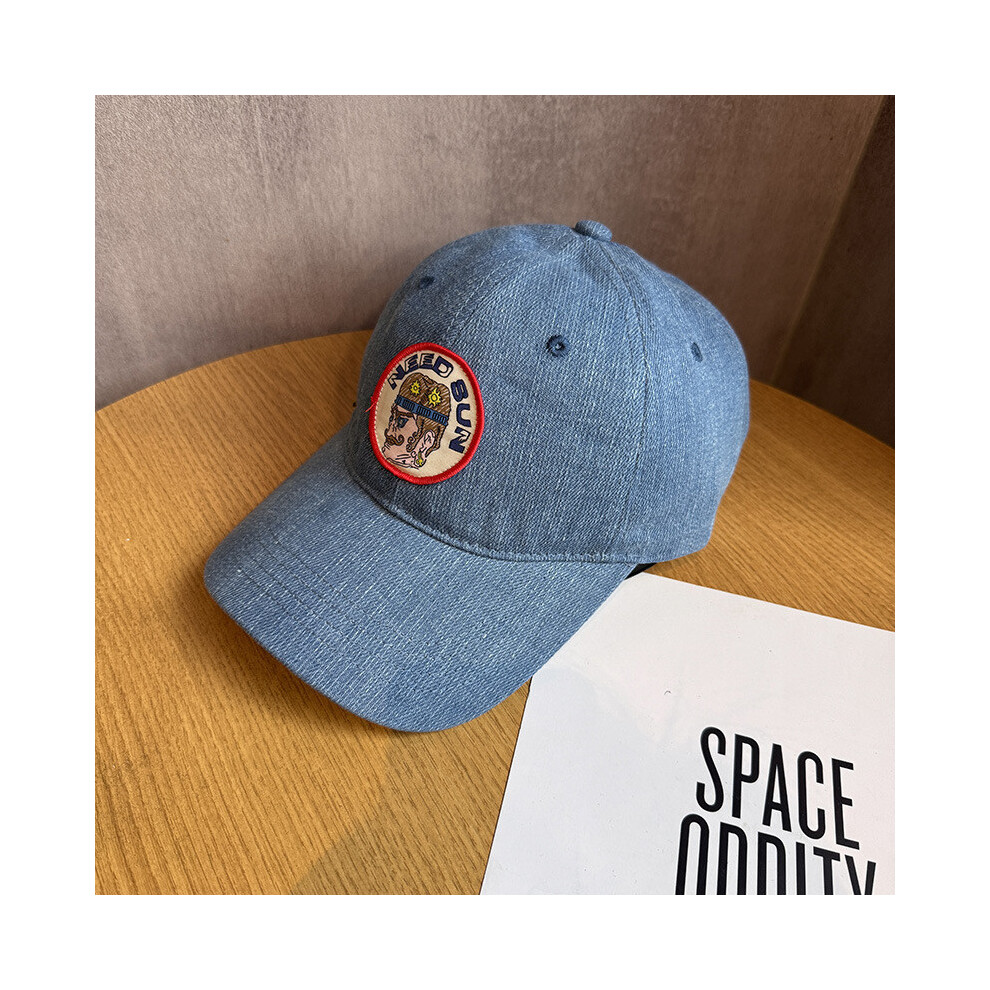 (Blue) Embroidered Denim Cotton Baseball Hat With Adjustable Closure Daily Wear For-image-OPC-PHN8KK5-NEW