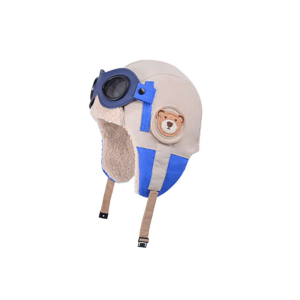 (Light Blue) Warm Flight Kids Headgear With Goggles And Cartoon Bear Outdoor For Design-image-OPC-PHN8MKW-NEW