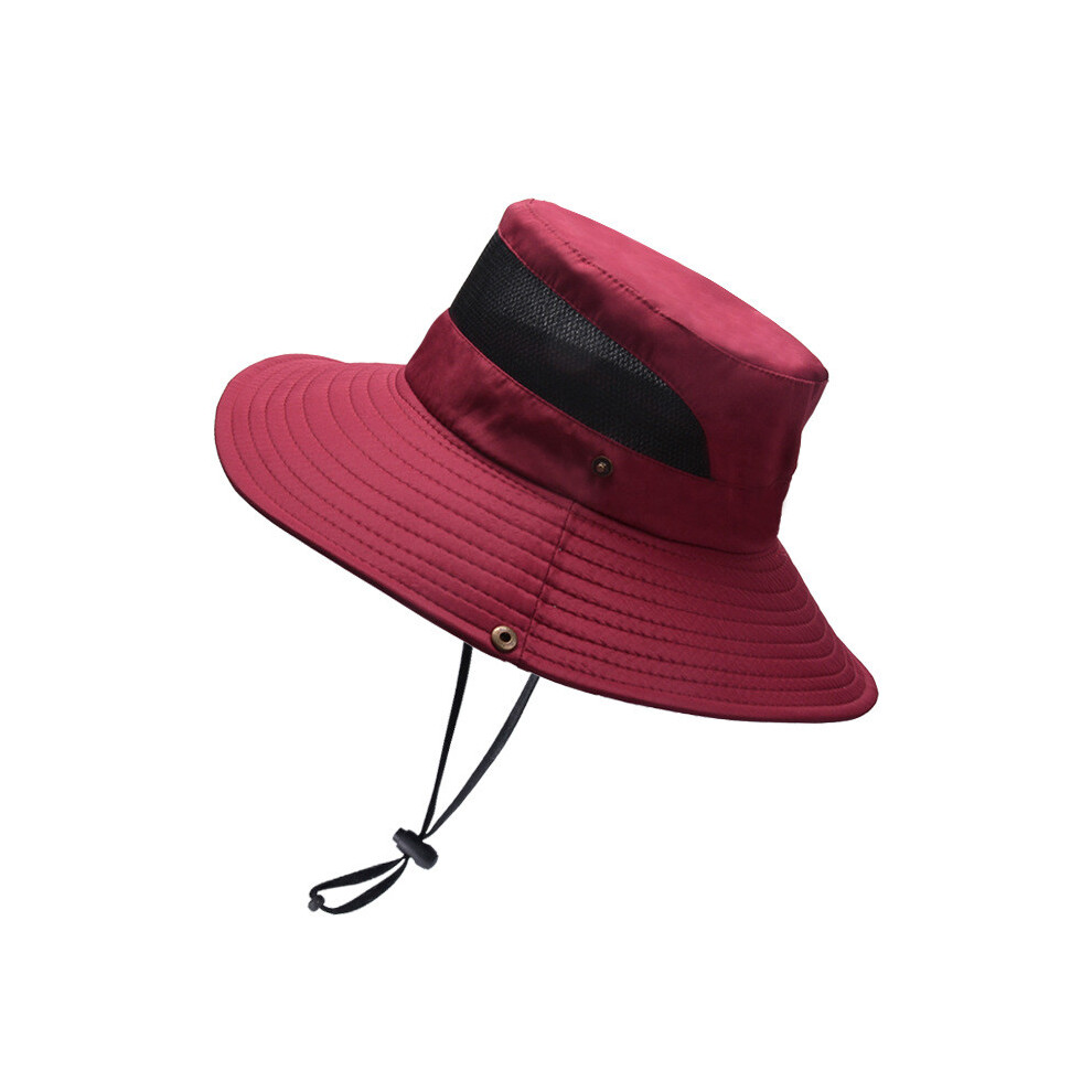 (Red) Summer Brim Wide Sun Hat With Mesh Breathable Design For Daily Use Outdoor-image-OPC-PHN8NTQ-NEW
