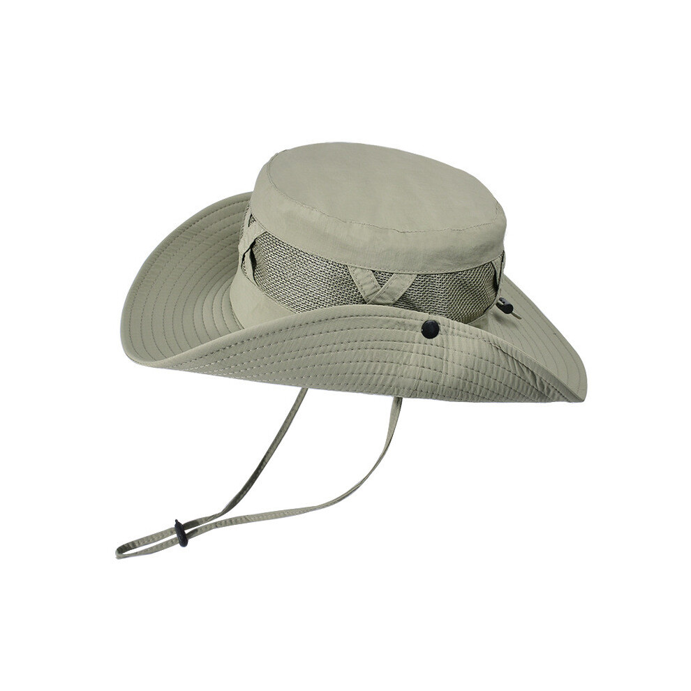 (Khaki) Fishing Summer Mens Hat With Large Brim And Mesh Design For Outdoor Activities-image-OPC-PHN8PH6-NEW